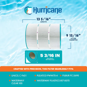 Hurricane HF9401-01 Advanced Pool and Spa Filter Cartridge Replacement, White