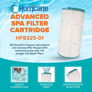 Hurricane Filters HF8325-01 Advanced Spa Filter Cartridge Replacement for PSD125U, Unicel C-8325, Filbur FC-2790, and Other Compatible Models