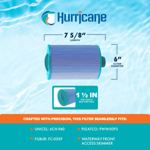 Hurricane HF6H940-01M Elite Aseptic Pool Spa Filter Cartridge Replacement, Blue