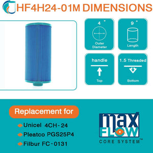 Hurricane HF4H24 Elite Aseptic Spa Filter Cartridge for PGS25P4 & Unicel 4CH-24