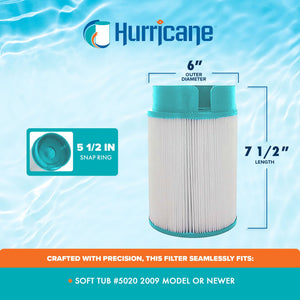 Hurricane HF-SOFT09-01 Advanced Spa Filter Cartridge Replacement for Soft Tub