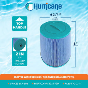 Hurricane HF6H502-01M Elite Aseptic Pool Filter Cartridge Replacement, Blue