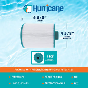 Hurricane HF4H23-01 Advanced Pool and Spa Filter Cartridge Replacement, White