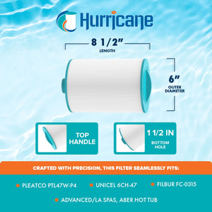 Hurricane HF6H47-01 Advanced Pool and Spa Filter Cartridge Replacement, White