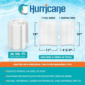 Hurricane 36 Sq Ft DE Grid Filter Replacement with 7 Full Grids & 1 Partial Grid