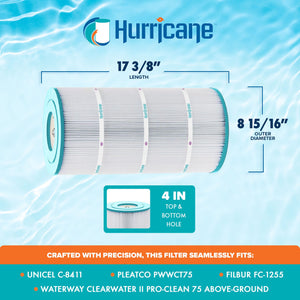 Hurricane HF8411 Replacement Spa Filter Cartridge for Unicel C8411 and PWWCT75