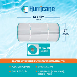 Hurricane HF7375-01 Advanced Pool and Spa Filter Cartridge Replacement, White