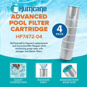 Hurricane 4 Pack HF7472-04 Advanced Pool and Spa Filter Cartridge Replacement