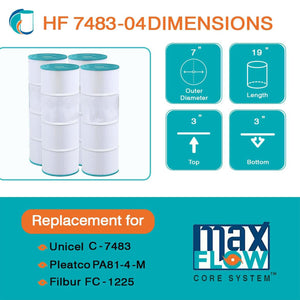 Hurricane 4 Pack HF7483-04 Advanced Pool and Spa Filter Cartridge Replacement