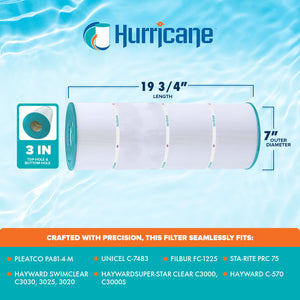 Hurricane 4 Pack HF7483-04 Advanced Pool and Spa Filter Cartridge Replacement