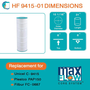 Hurricane HF9415-01 Advanced Pool and Spa Filter Cartridge Replacement, White