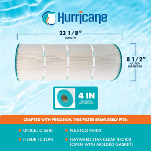 Hurricane HF8610-01 Advanced Pool and Spa Filter Cartridge Replacement, White