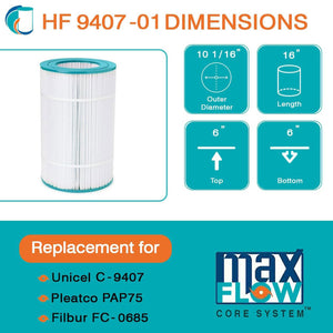 Hurricane HF9407-01 Advanced Pool and Spa Filter Cartridge Replacement, White