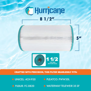 Hurricane Filters HF4H935-01 Advanced Spa Filter Cartridge Replacement for PWW35L, Unicel 4CH-935, Filbur FC-0820, and Other Compatible Models