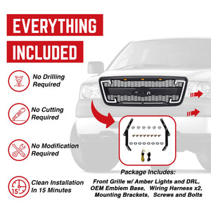AMERICAN MODIFIED Raptor Style Mesh Grille for 2004-2008 Ford F150, Matte Black
