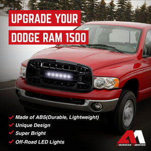 AMERICAN MODIFIED Armor Grille for 02-05 Dodge Ram 1500/2500/3500, Glossy Black