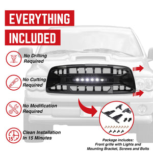AMERICAN MODIFIED Armor Grille for 2009 to 2012 Dodge Ram 1500, Glossy Black