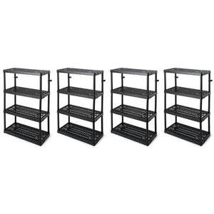 Gracious Living 4 Shelf Fixed Height Ventilated Storage Unit, Black, 4 Pack