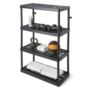 Gracious Living 4 Shelf Fixed Height Ventilated Storage Unit, Black, 4 Pack