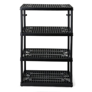 Gracious Living 4 Shelf Fixed Height Ventilated Storage Unit, Black, 4 Pack
