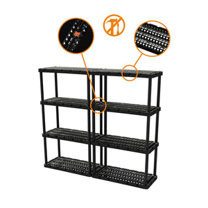 Gracious Living 4 Shelf Knect A Shelf Ventilated Storage Unit, Black, 2 Pack