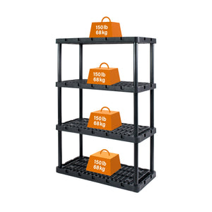 Gracious Living 4 Shelf Knect A Shelf Ventilated Storage Unit, Black, 3 Pack