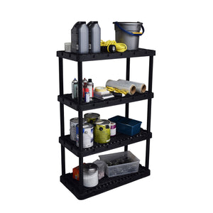 Gracious Living 4 Shelf Knect A Shelf Ventilated Storage Unit, Black, 3 Pack