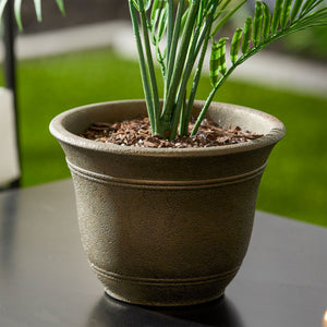 HC Companies Sierra 10 Inch Round Garden Planter Pot, Celtic Bronze (3 Pack) - TRAPSKI