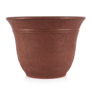 HC Companies Sierra 13 In Round Garden Planter Pot, Rustic Redstone (4 Pack)