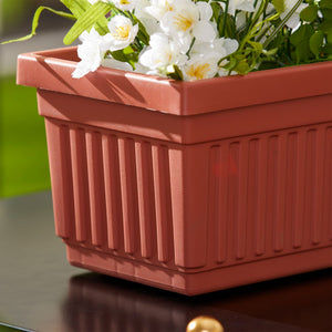 HC Companies 30 Inch Fluted Venetian Garden Flower Window Box, Clay (4 Pack)