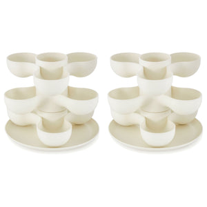The HC Companies 8 Inch Pixie Indoor Stacking Plant Pot, Vanilla Bisque (2 Pack) - TRAPSKI