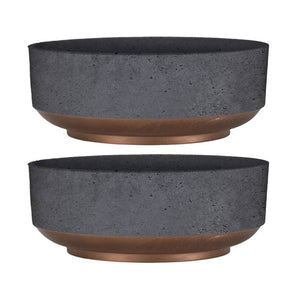 The HC Companies Capri Bowl Succulent Planter, Faux Concrete Copper (2 Pack) - TRAPSKI