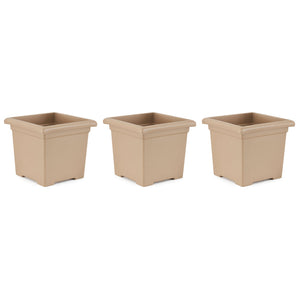 HC Companies 13.25" x 15.5" Outdoor Square Accent Planter, Sandstone (3 Pack) - TRAPSKI