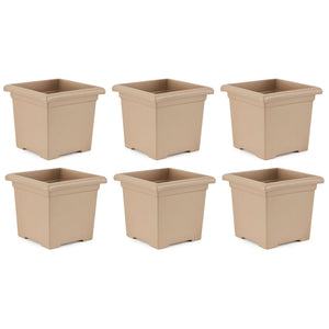 HC Companies 13.25" x 15.5" Outdoor Square Accent Planter, Sandstone (6 Pack) - TRAPSKI