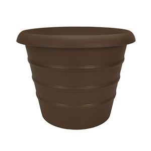 HC Companies Aspen 20" Indoor Outdoor Round Planter, Chocolate Brown (2 Pack) - TRAPSKI