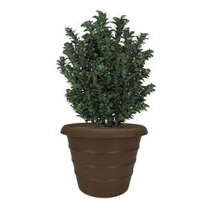 HC Companies Aspen 20" Indoor Outdoor Round Planter, Chocolate Brown (2 Pack) - TRAPSKI