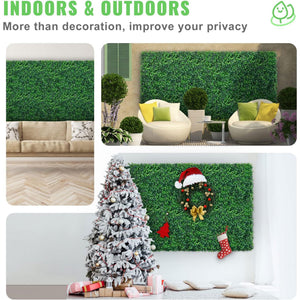 VEVOR 24 Piece 24"x16" Artificial Boxwood Panels for Indoor & Outdoor Use, Green - TRAPSKI