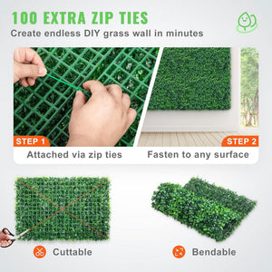 VEVOR 24 Piece 24"x16" Artificial Boxwood Panels for Indoor & Outdoor Use, Green - TRAPSKI