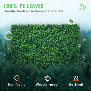 VEVOR 24 Piece 24"x16" Artificial Boxwood Panels for Indoor & Outdoor Use, Green - TRAPSKI