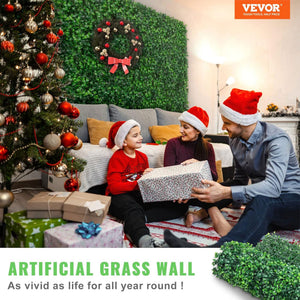 VEVOR 24 Piece 24"x16" Artificial Boxwood Panels for Indoor & Outdoor Use, Green - TRAPSKI
