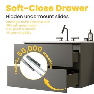 TIA 30" Wall Mount Space Grey Bathroom Vanity