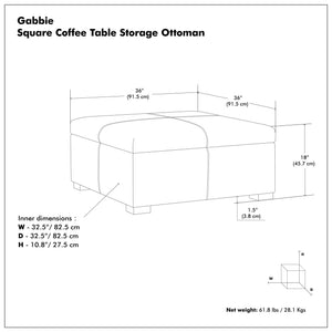 Gabbie - Coffee Table Upholstered Storage Ottoman