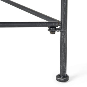 Luna Outdoor Iron Coffee Table - Black Brush Silver