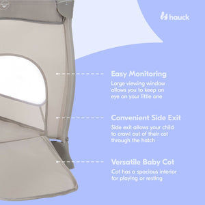 hauck Sleep N Play Go Plus Foldable Travel Bed and Playpen with Mattress, Beige