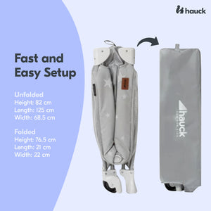 hauck Sleep N Play Center Portable Travel Cot w/Bassinet & Playpen, Stars Grey