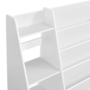 Sturdis Modern Round Edge Wooden Durable Kids Bookshelf with Step Shelves, White