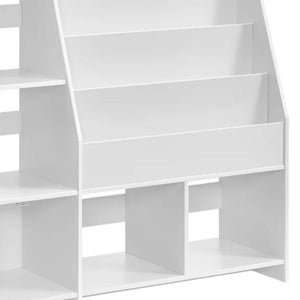 Sturdis Modern Round Edge Wooden Durable Kids Bookshelf with Step Shelves, White