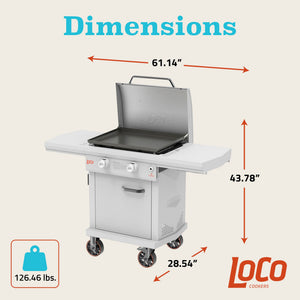 Loco Cookers 2-Burner Digital Series II Propane SmartTemp Flat Top Grill, 26" - TRAPSKI