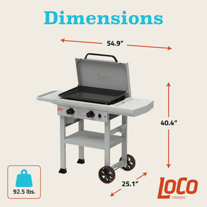 Loco Cookers 2-Burner SmartTemp Griddle Outdoor Flat Top Propane Gas Grill, 26" - TRAPSKI