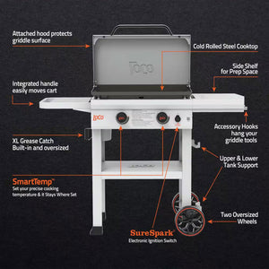 Loco Cookers 2-Burner SmartTemp Griddle Outdoor Flat Top Propane Gas Grill, 26" - TRAPSKI
